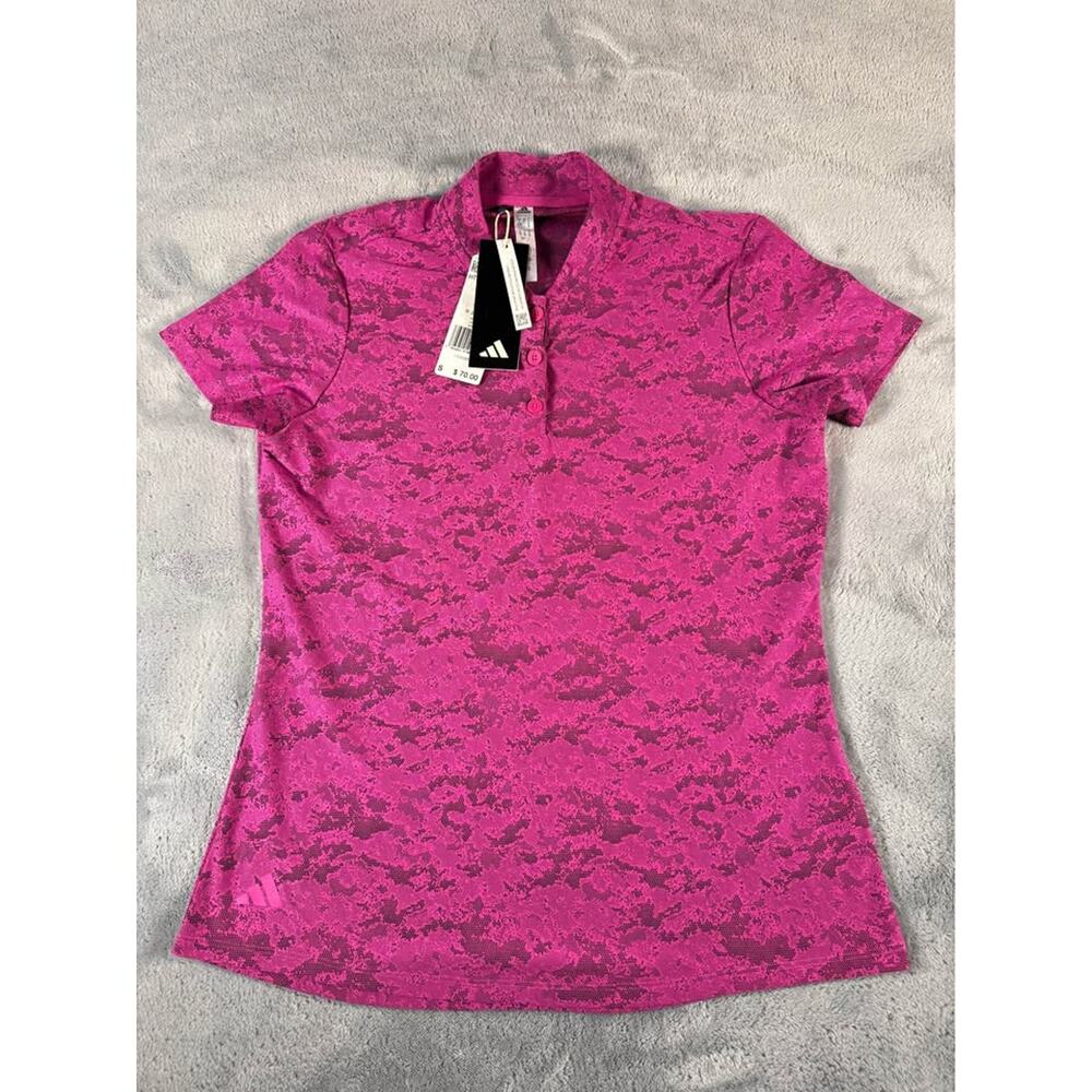 Adidas Pink Patterned Polo Golf Polo Shirt Small NWT
